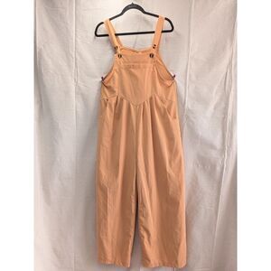 Cottagecore Lagenlook M Peach Wide Leg Overall Jumpsuit Utility Overalls